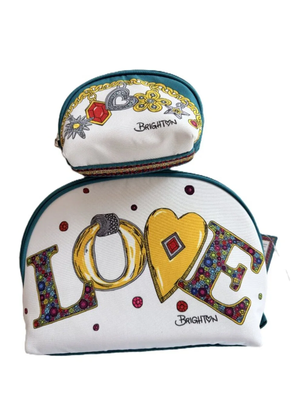 Brighton Charmed Love 2 Piece Jewelry Pouch Set NWT Cosmetic Travel Bag Gift
